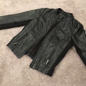 Petite black leather jacket